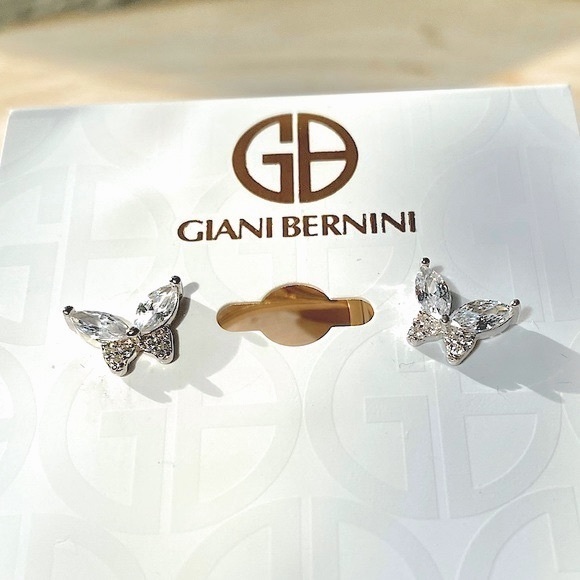 Giani Bernini Sterling Silver Crystal Butterfly Stud Earrings - Picture 7 of 7